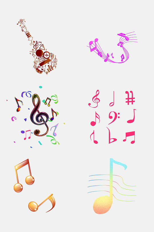 创意五线谱音符音乐免抠元素