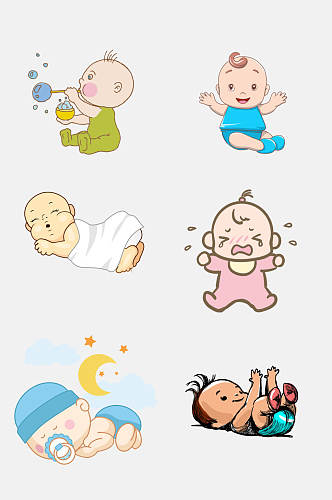 简洁可爱卡通婴儿小宝宝免抠插画元素