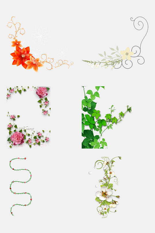 唯美藤条花藤青藤春季免抠元素