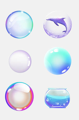 清新唯美透明气泡水泡设计元素