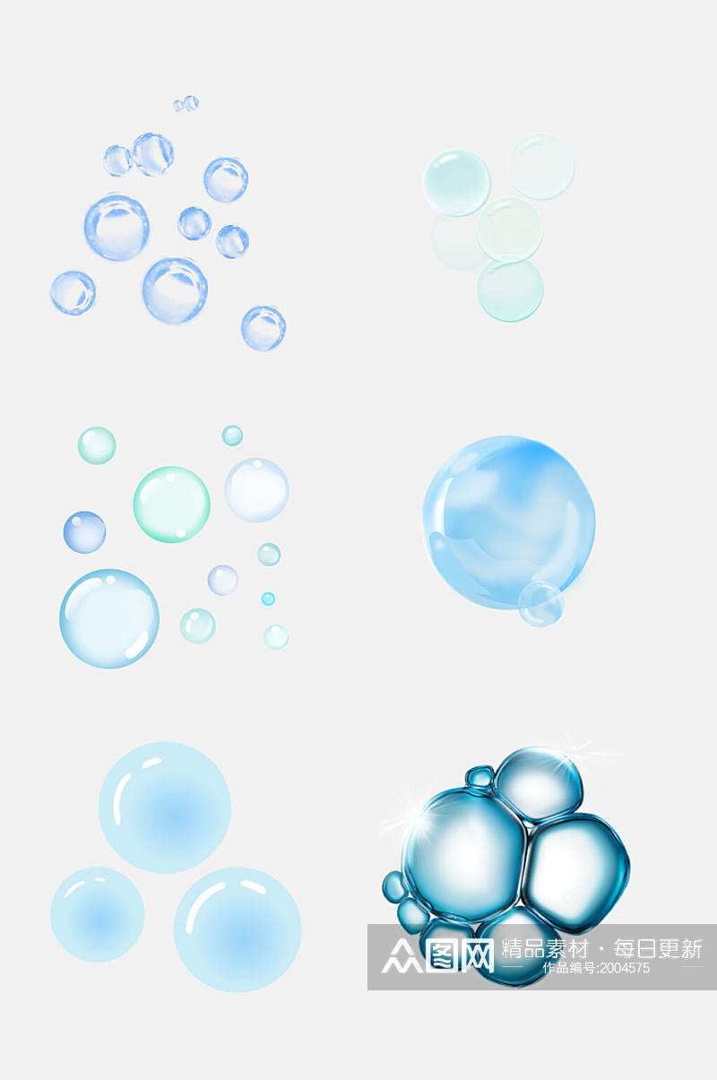 简洁蓝色透明泡泡气泡免抠元素素材