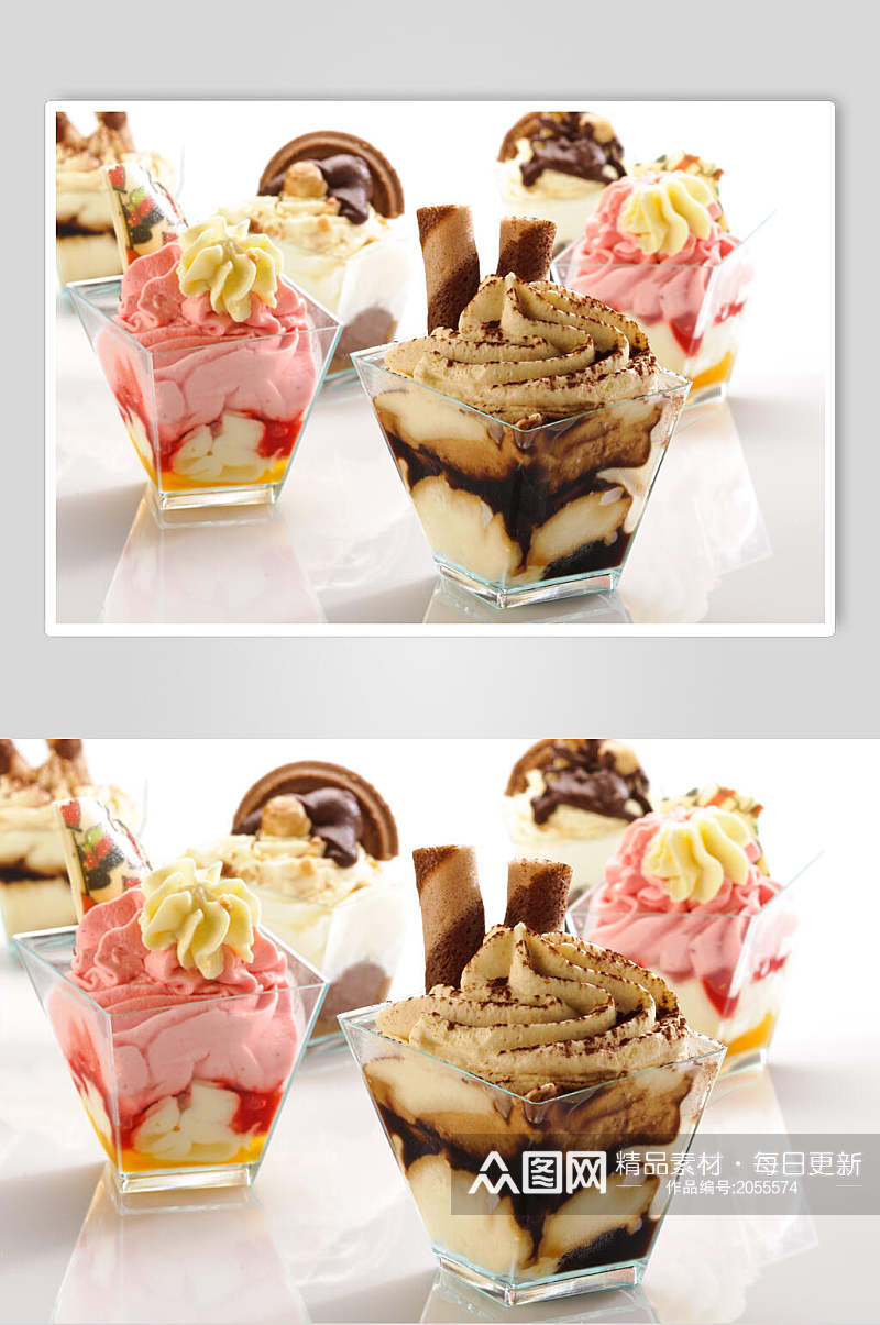 冰淇淋图片两联冰激凌甜点摄影图素材