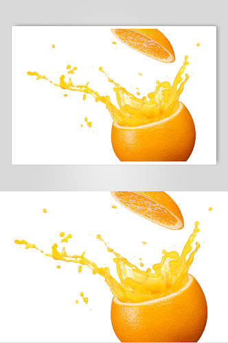 清新橙汁飞溅白底图片