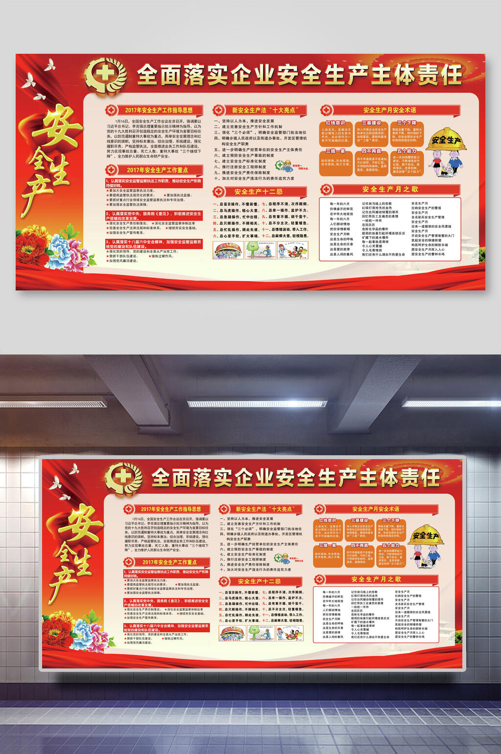 落实企业责任安全生产展板素材