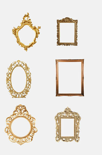 金色欧式复古相框化妆镜免抠元素