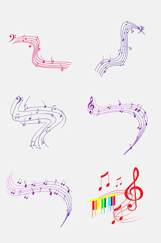 手绘创意五线谱音符音乐免抠元素