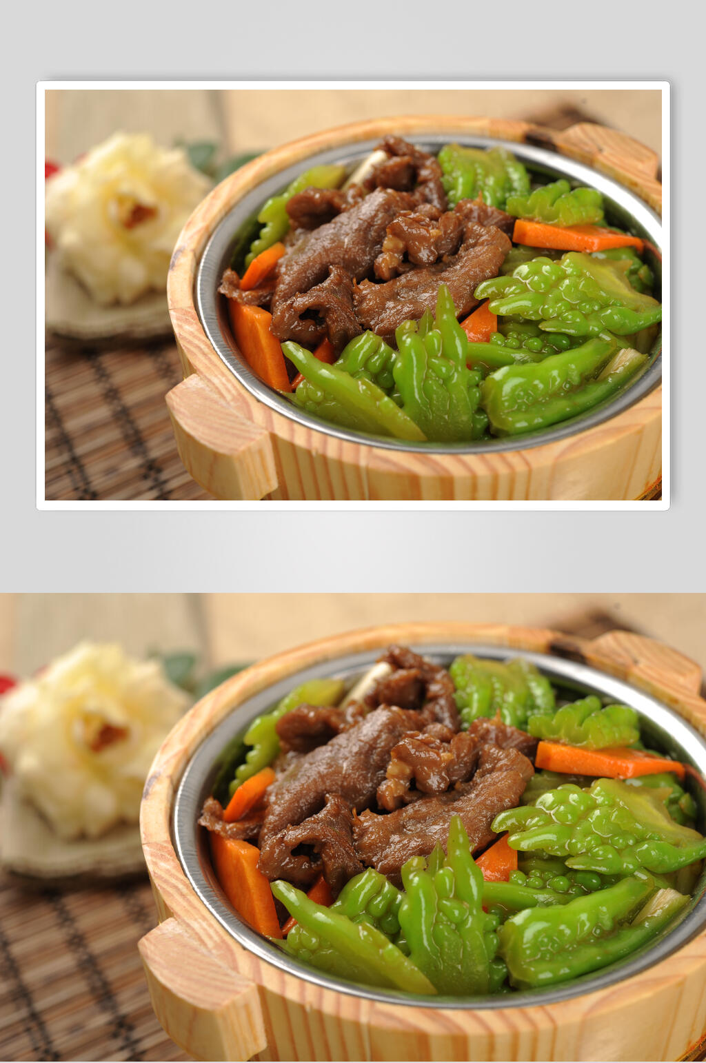 青椒牛肉木桶饭摄影图片素材