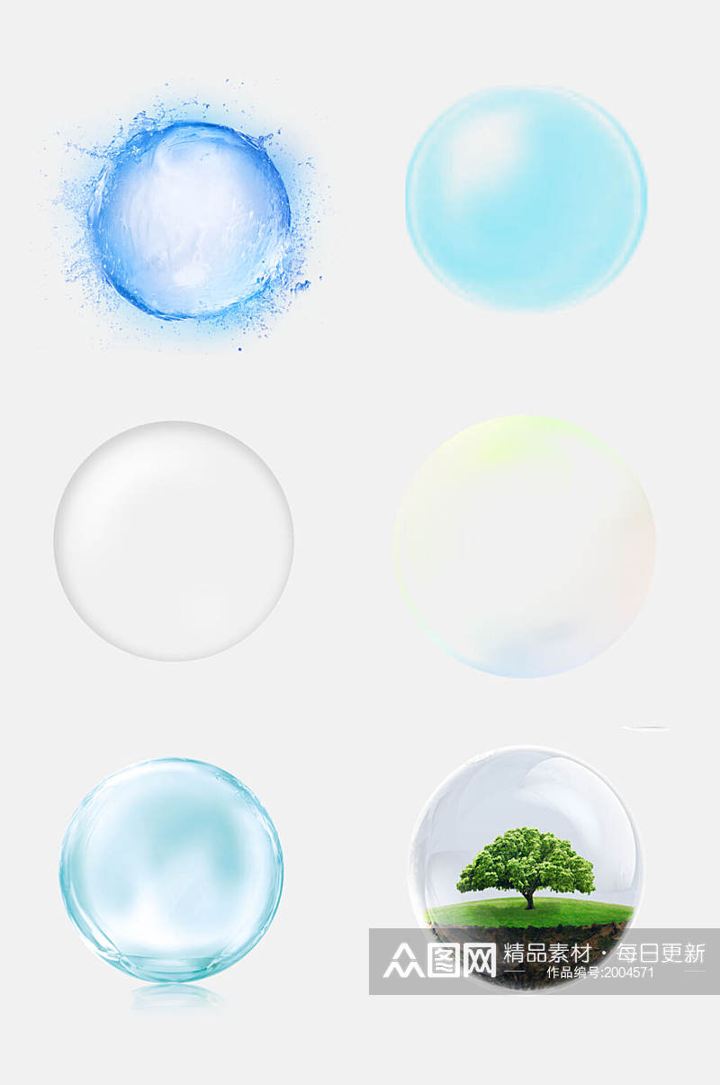 绿色环保透明气泡水泡设计元素素材