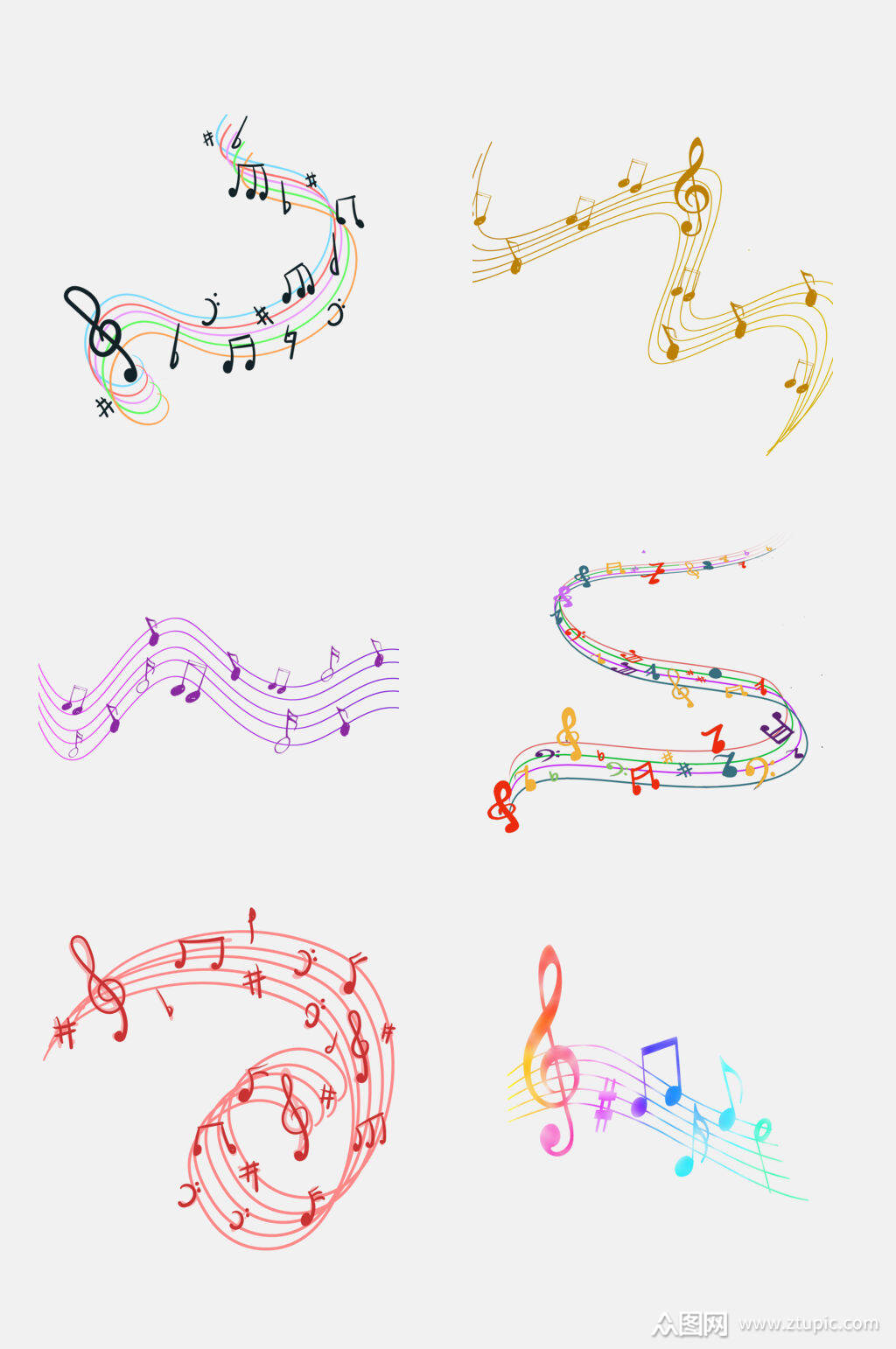 简洁五线谱音符音乐免抠元素素材