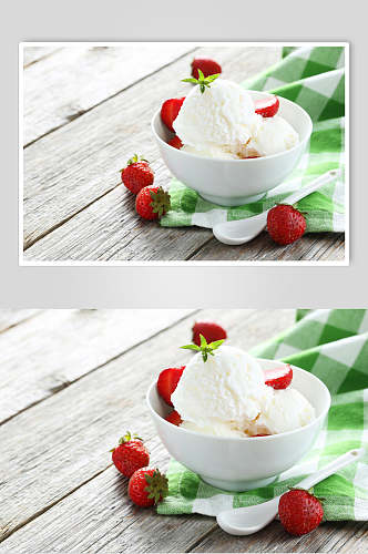 清新美味草莓冰淇淋图片