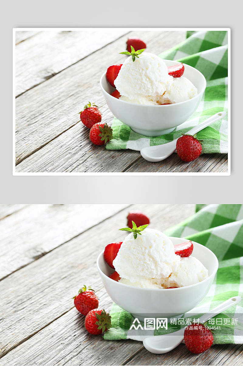 清新美味草莓冰淇淋图片素材