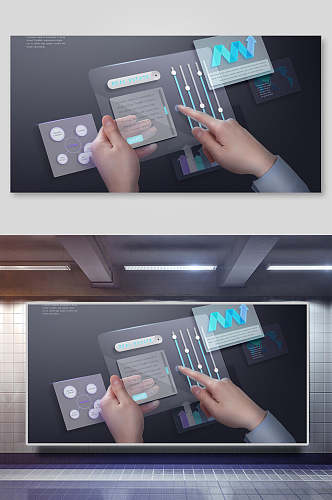 操作按键灰色背景科技背景展板