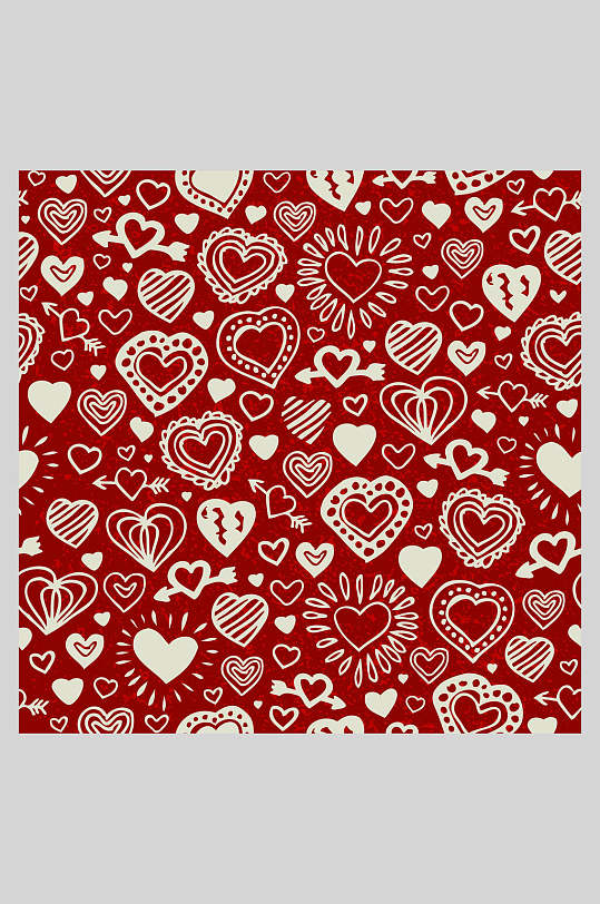 热情红爱心爱心矢量插画背景