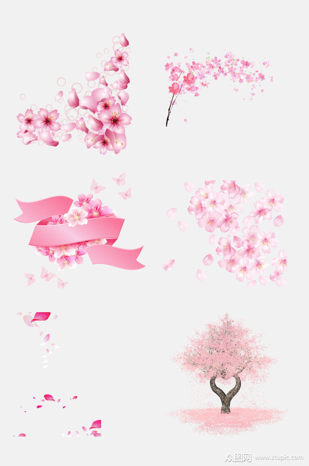 唯美浪漫粉色花瓣飞舞樱花花瓣免抠元素素材
