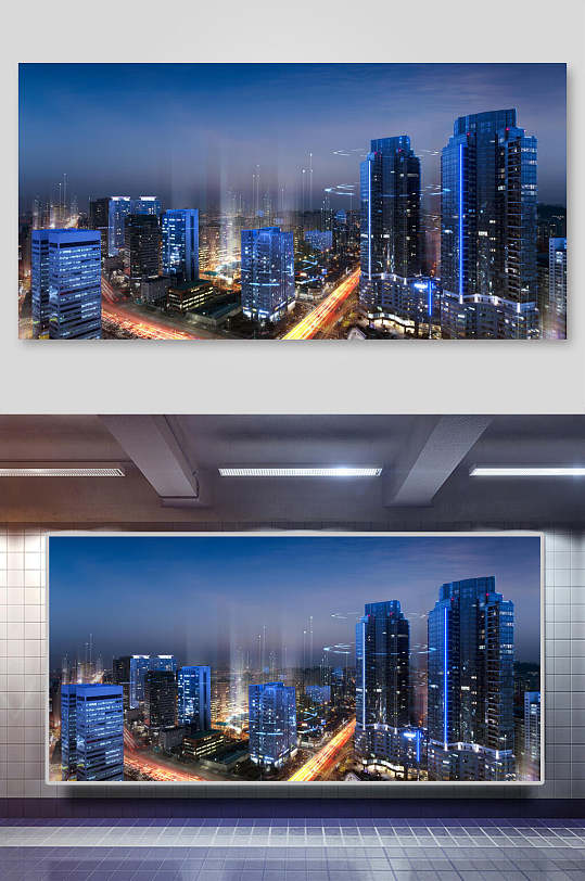 城市夜景科技免抠背景设计