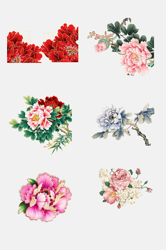 中国风牡丹花免抠元素