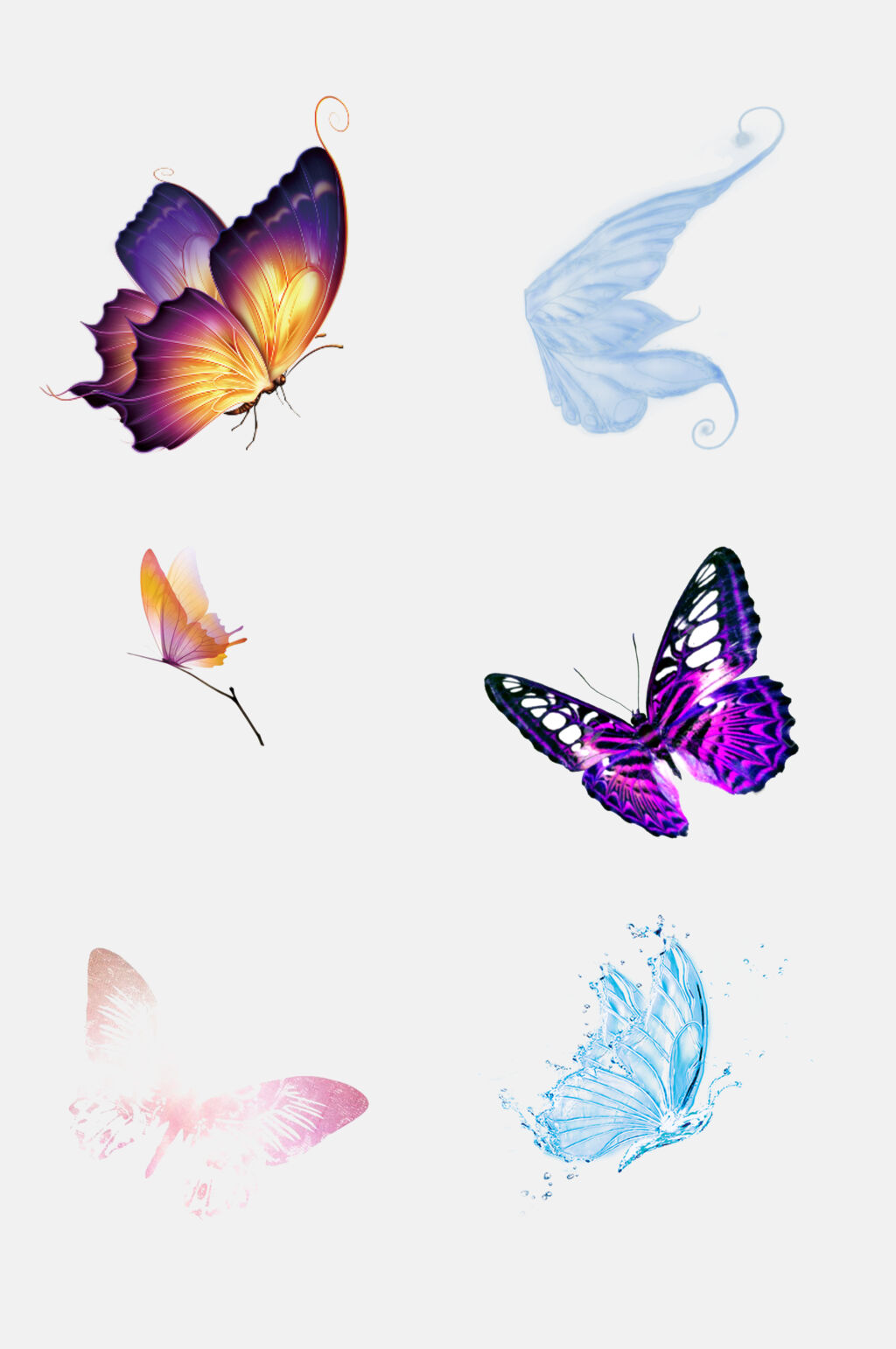 彩色蝴蝶免抠元素素材