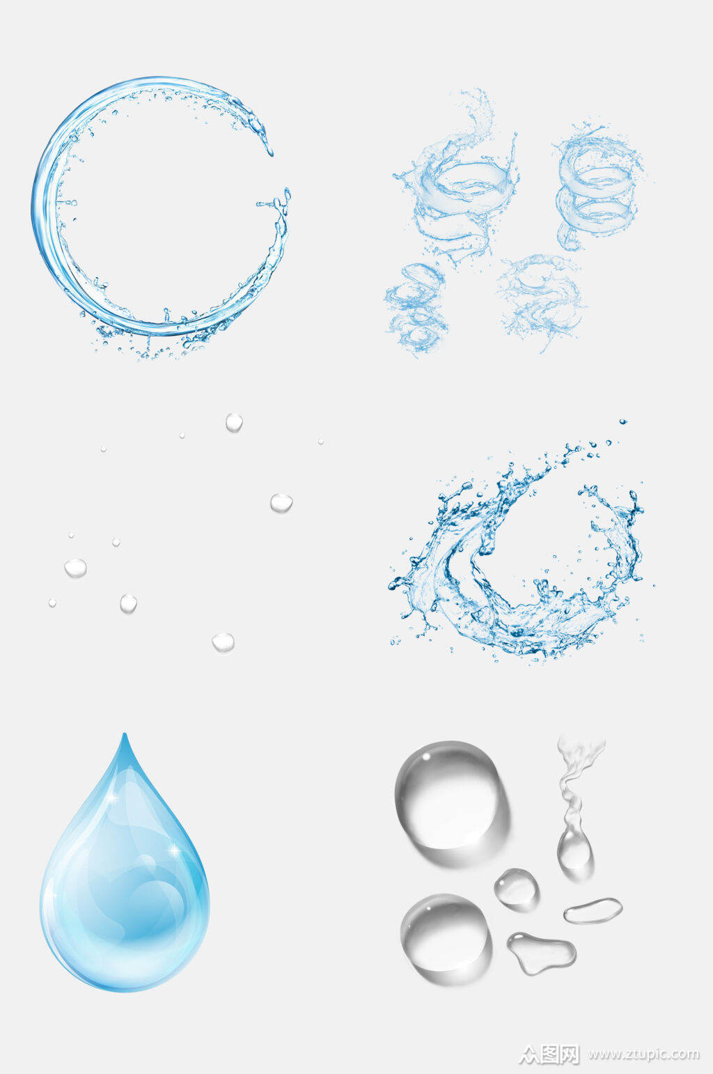 水分子水滴水花免抠元素素材