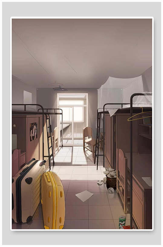 我们毕业啦宿舍手绘插画毕业季宿舍背景素材立即下载