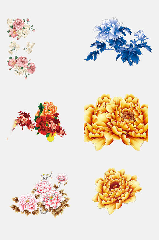 中国风牡丹花鲜花免抠元素