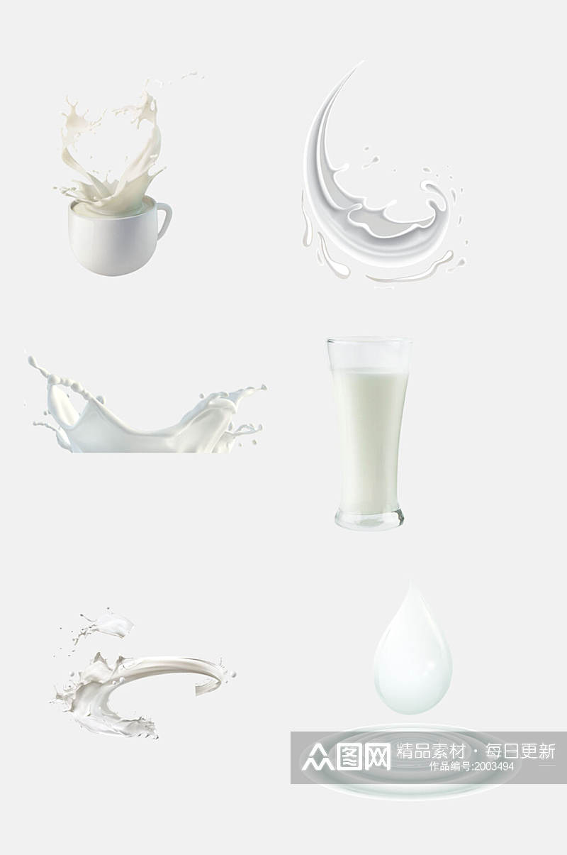 新鲜牛奶日牛奶酸奶飞溅免抠元素素材