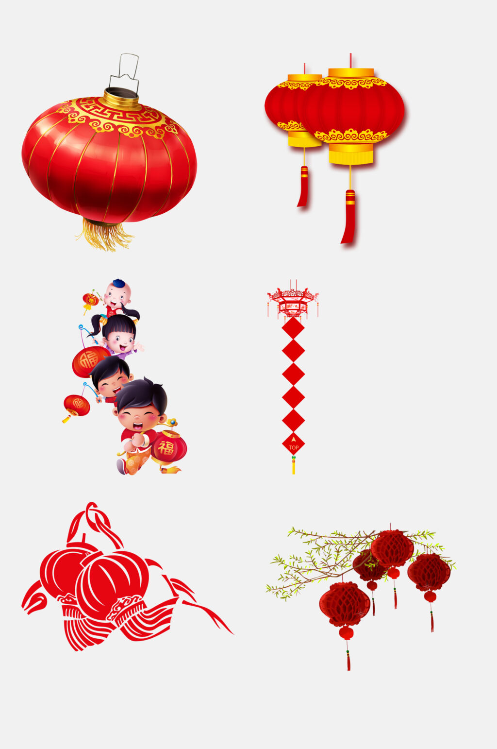 中国风红灯笼人物楷模元素素材