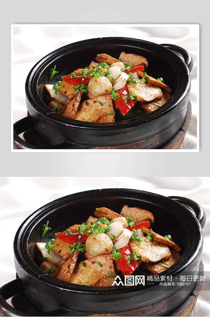 干葱石锅炆豆腐高清图片素材