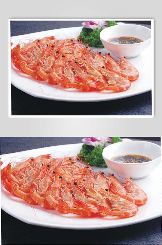 白灼虾两联菜谱菜单摄影图