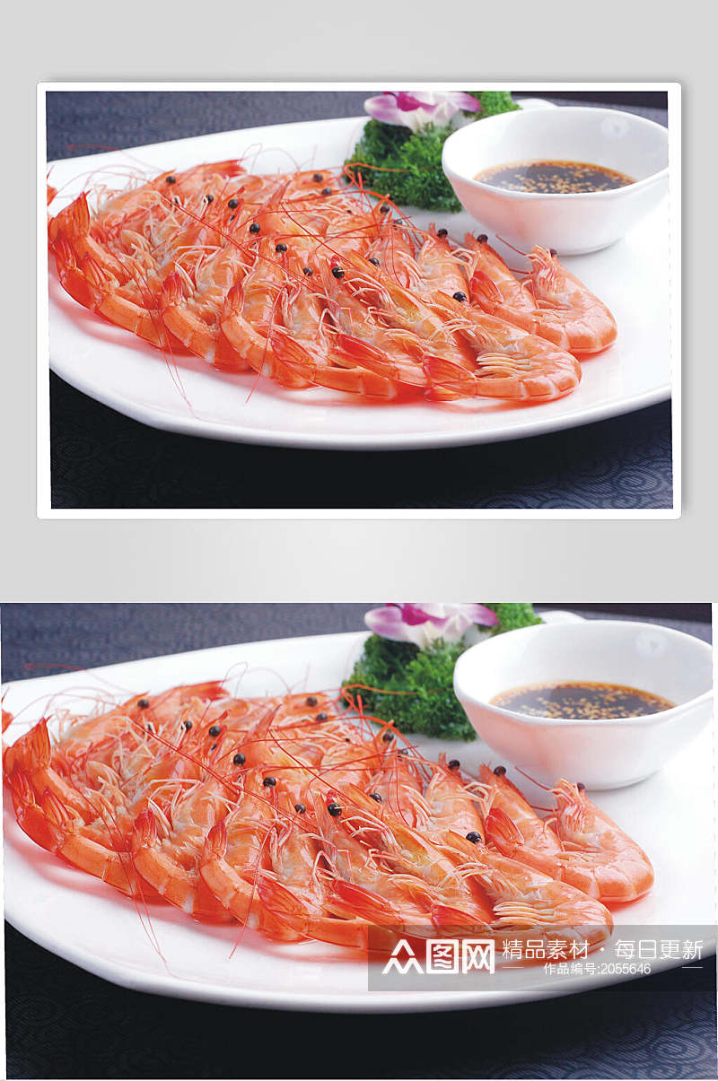 白灼虾两联菜谱菜单摄影图素材