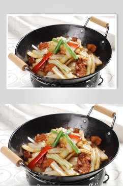 干锅菜白梗两联菜谱菜单新品菜摄影图