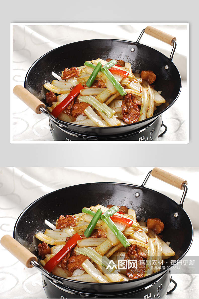 干锅菜白梗两联菜谱菜单新品菜摄影图素材