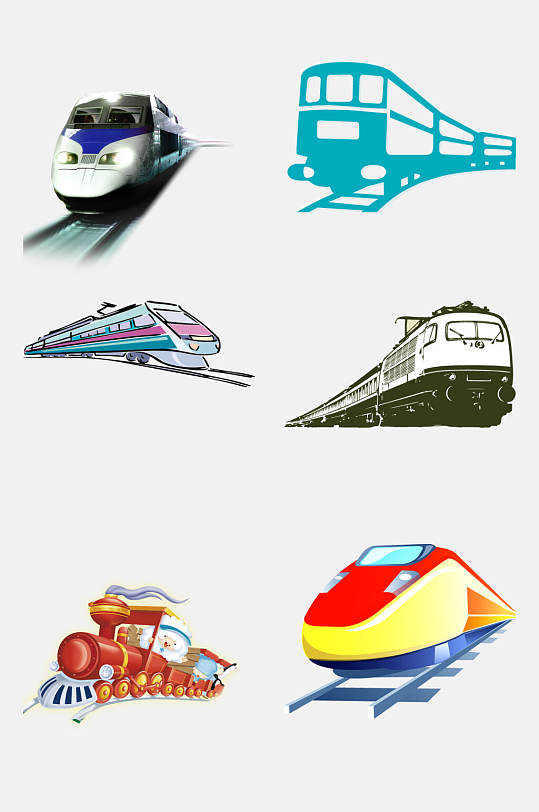 手绘画动车火车免抠元素素材