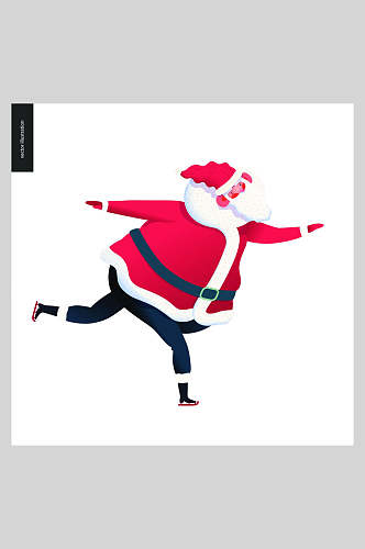 圣诞节老人奔跑插画元素