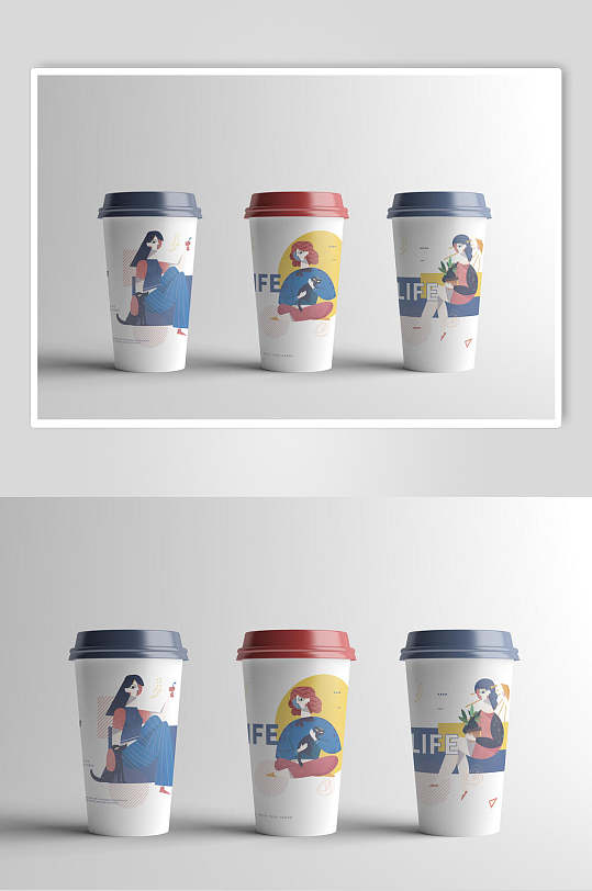 高端彩色自然儿童纸杯奶茶杯贴图样机