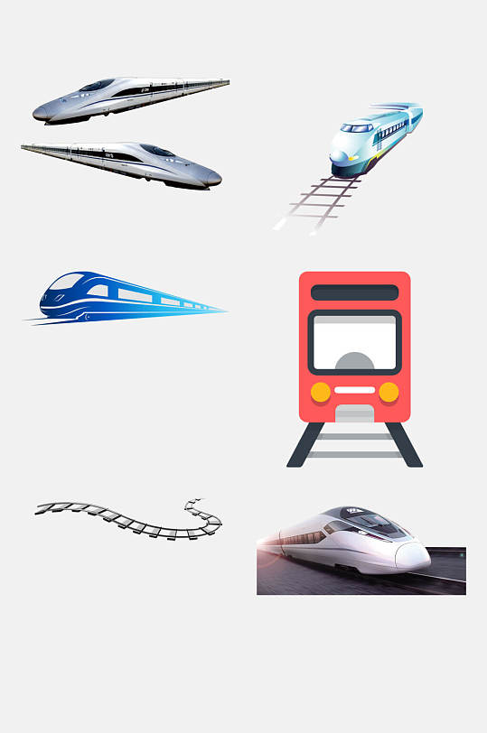手绘画动车火车免抠元素素材
