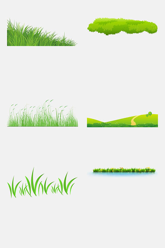 水彩草地草坪小草免抠元素