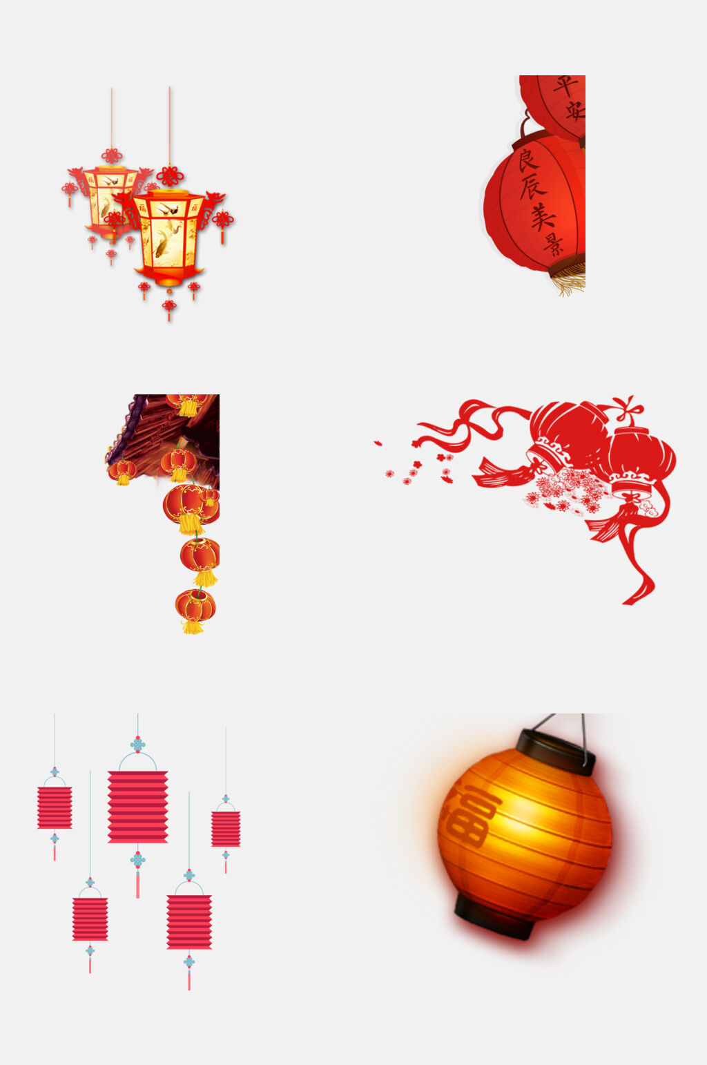 中国风特色红灯笼楷模元素素材