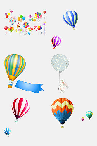 热气球彩色气球免抠元素