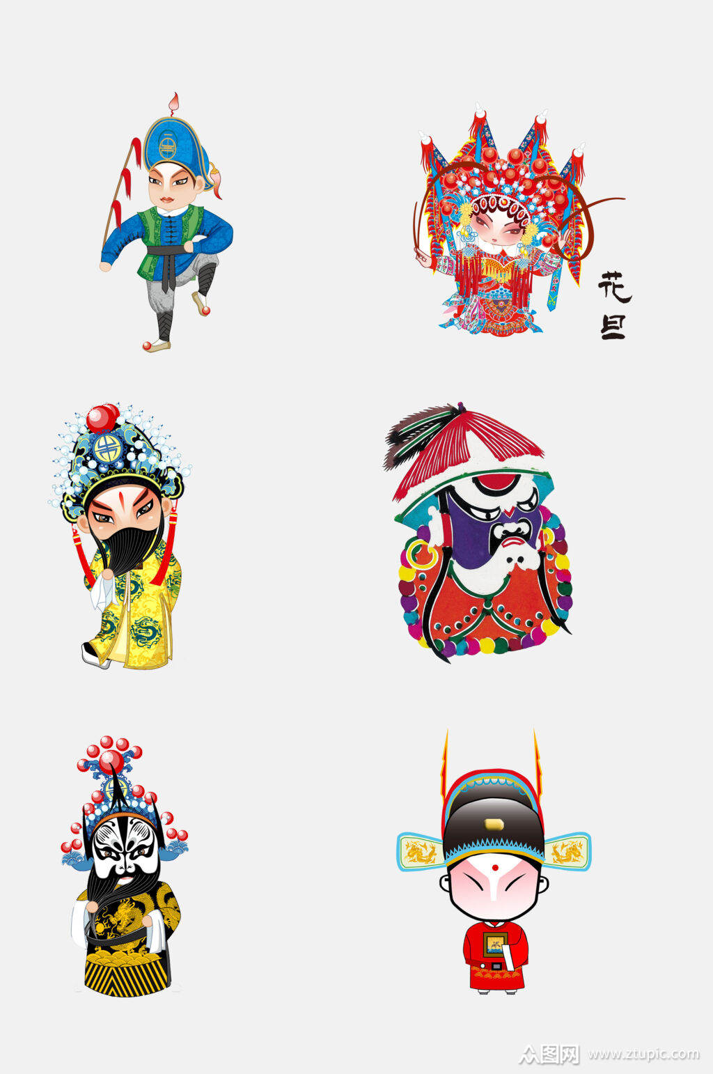 中国京剧戏曲免抠人物元素素材