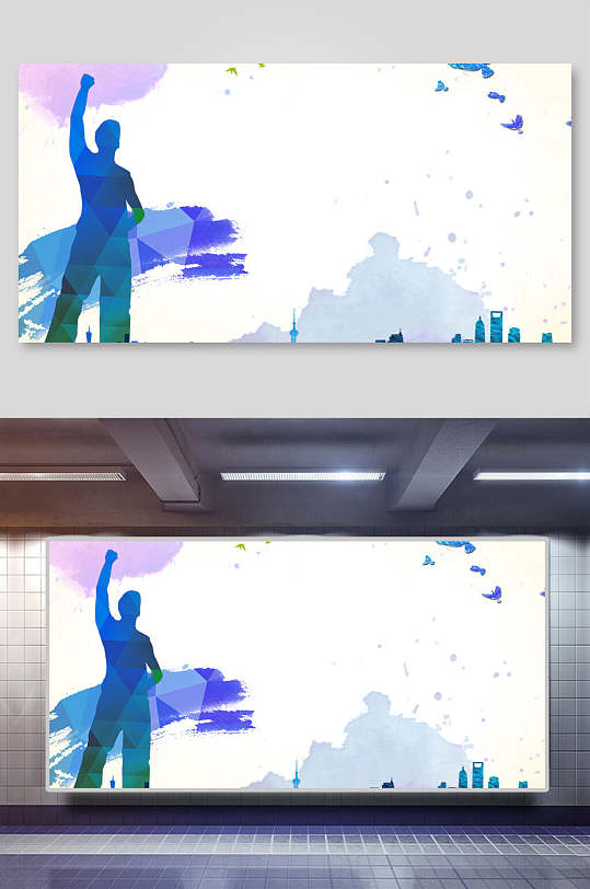 水彩简约青春毕业季人物背景素材-众图网