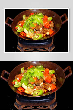 干锅牛排美食高清图片