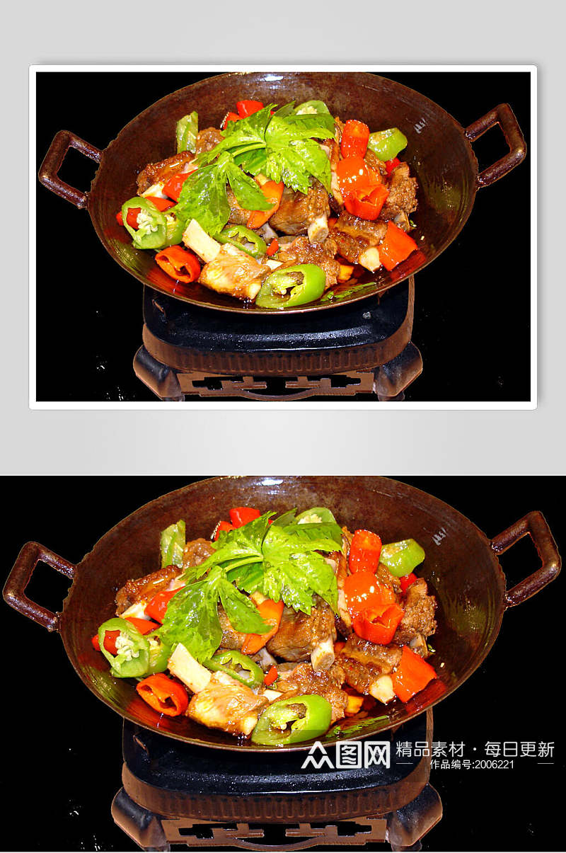 干锅牛排美食高清图片素材