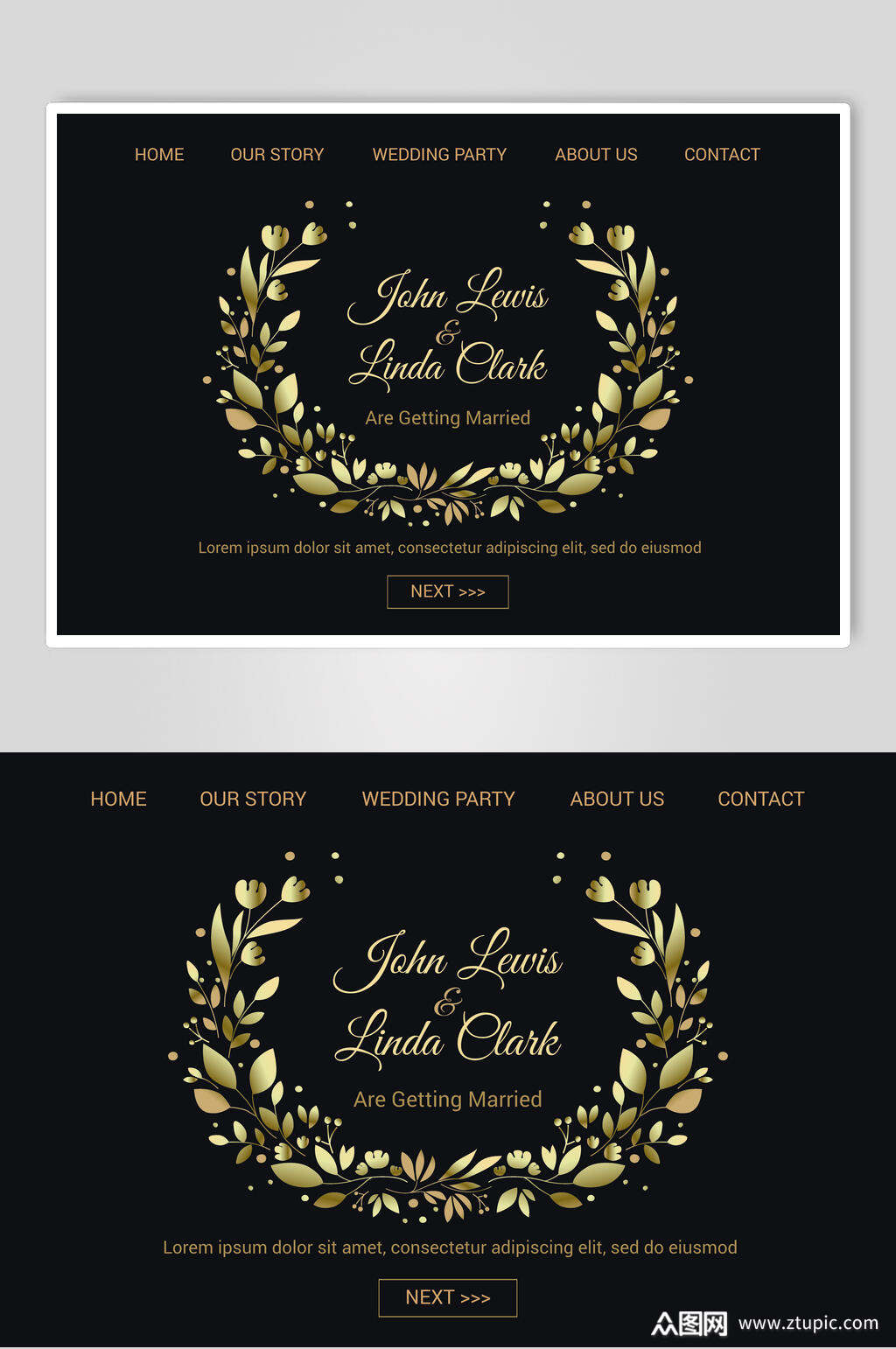 创意唯美黑金英文婚礼请柬邀请函海报