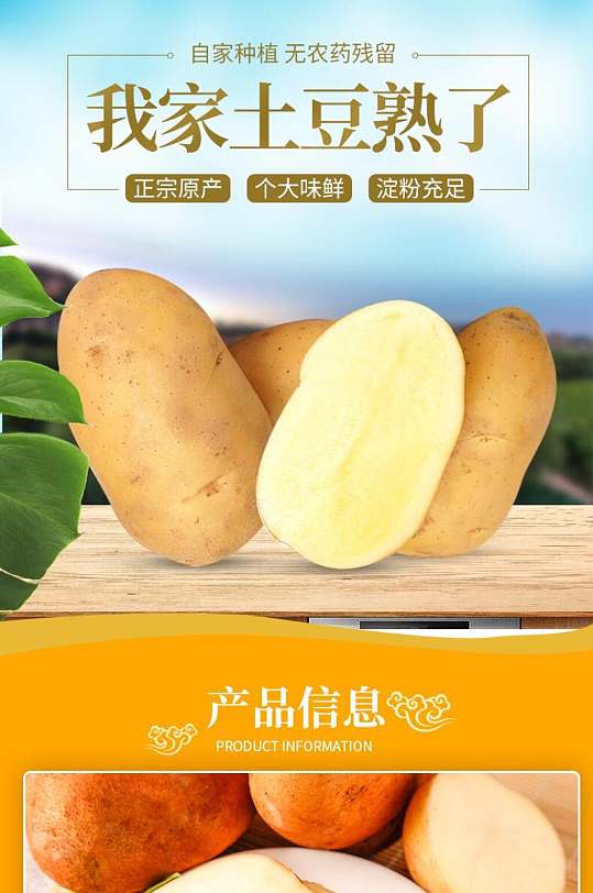 自家种植土豆马铃薯农产品土特产电商详情页
