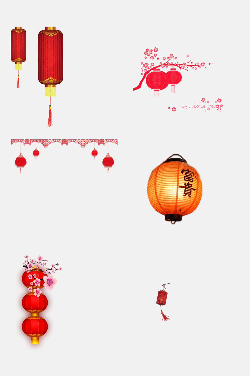 简约中国风红灯笼彩灯楷模元素素材