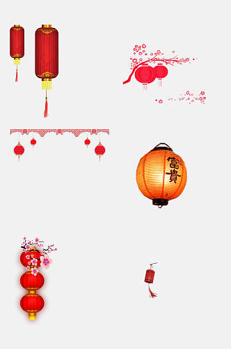 简约中国风红灯笼彩灯楷模元素