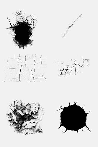 黑色裂缝裂纹墙壁墙面免抠元素
