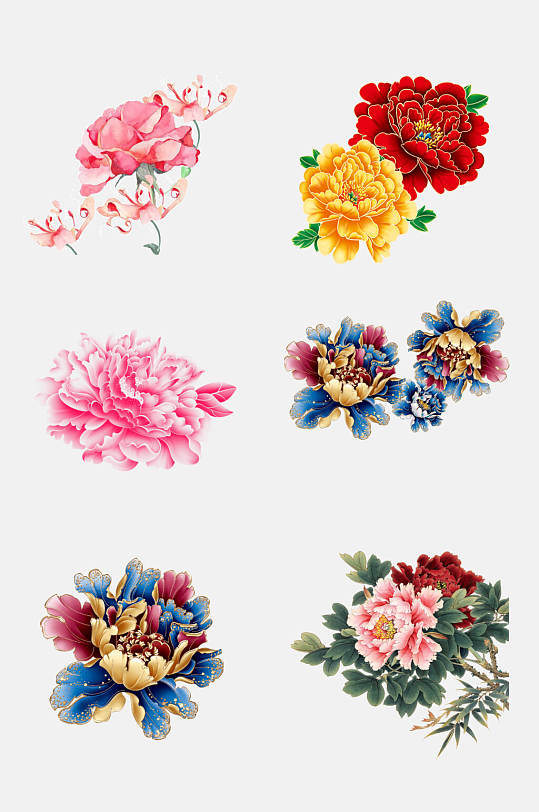 中国风牡丹花元素-中国风牡丹花元素图片-中国风牡丹花元素素材下载
