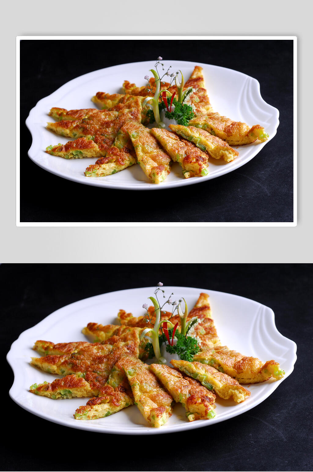 藏鸡蛋煎苦瓜美食高清图片素材
