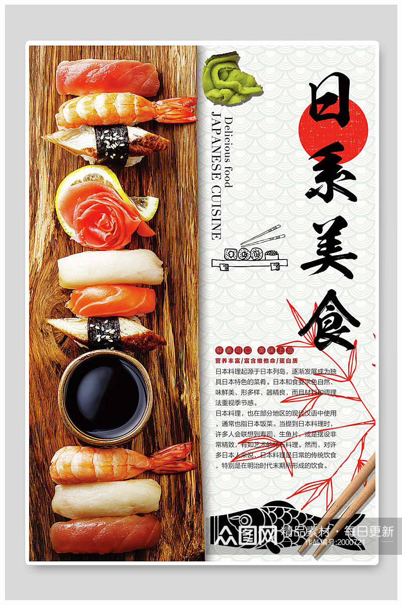 日系美食海鲜寿司宣传海报素材